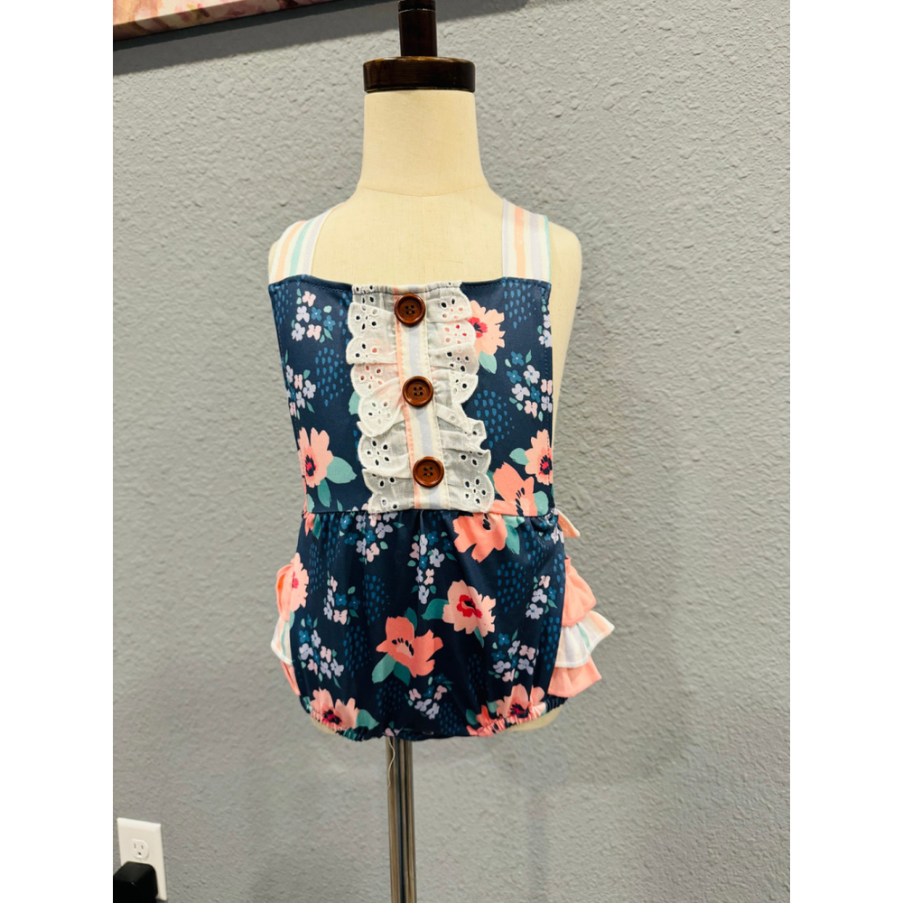 Wellington Designs Navy & Pink Bubble Romper, Sz 18/24 NWT - Picture 2 of 7